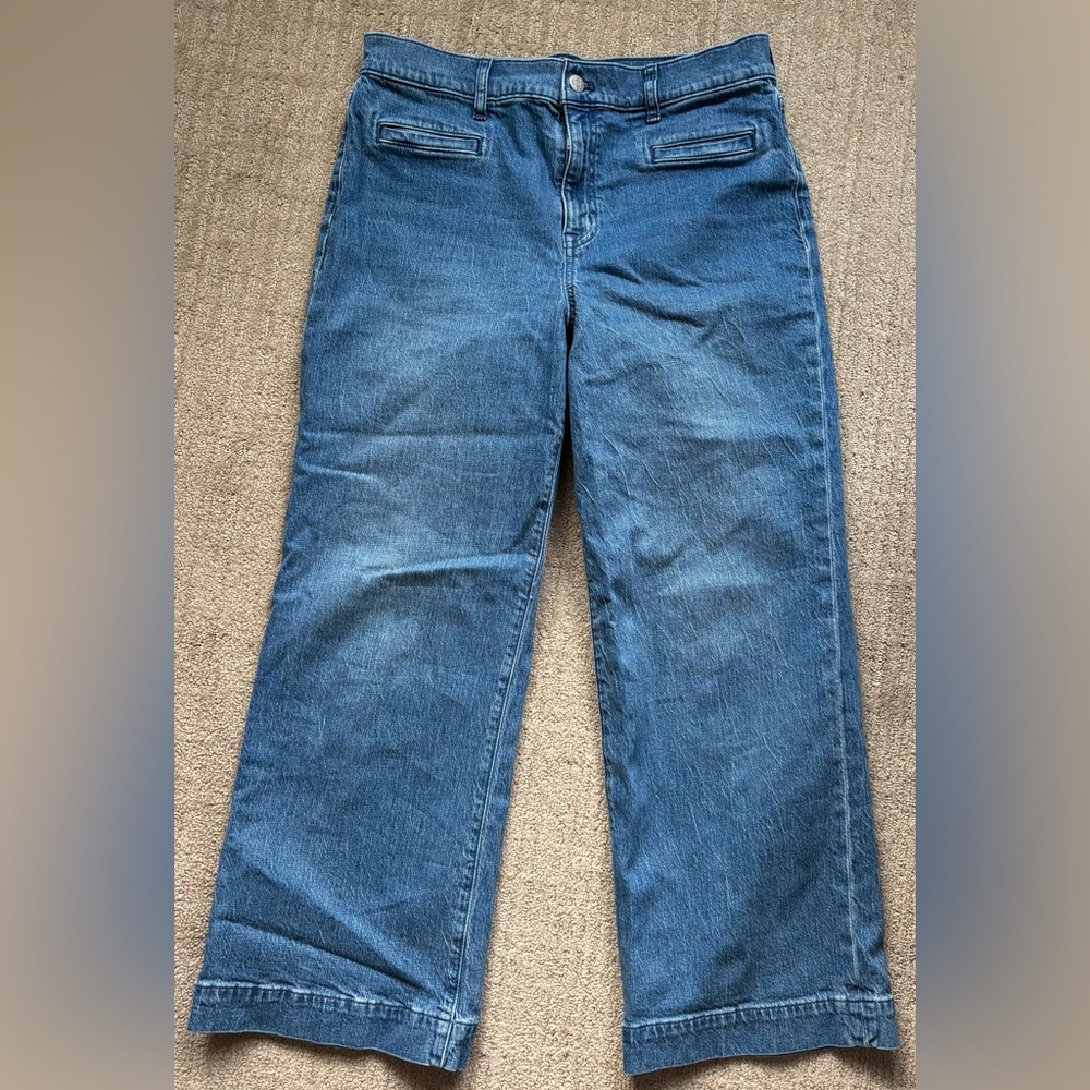 J. Crew Blue Wide-Leg Crop Jeans